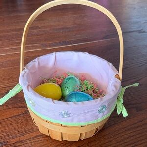 Easter Basket with Eggs and Pink Lining